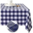 thumbnail image 1 of 100% Waterproof Vinyl Table Cloth, Oil-Proof Spill-Proof PVC Rectangle Tablecloth, Wipeable Plastic Table Cover for Outdoor, Picnic, Camping,Navy Blue,60 x 60 inch, 1 of 6
