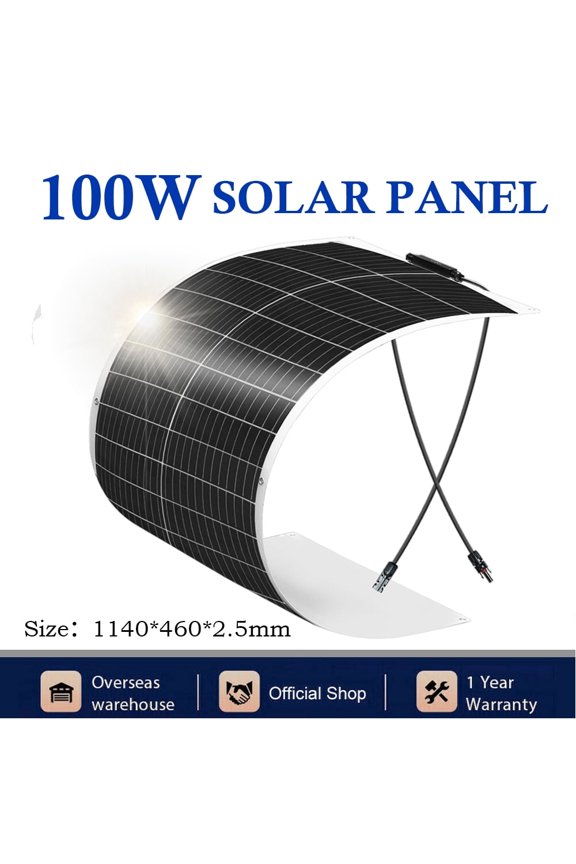 100 Watt Flexible Solar Panel, Monocrystalline Portable Solar Module Charging for Camping, RV, Home Backup, Generator, and Other Off-Grid Systems