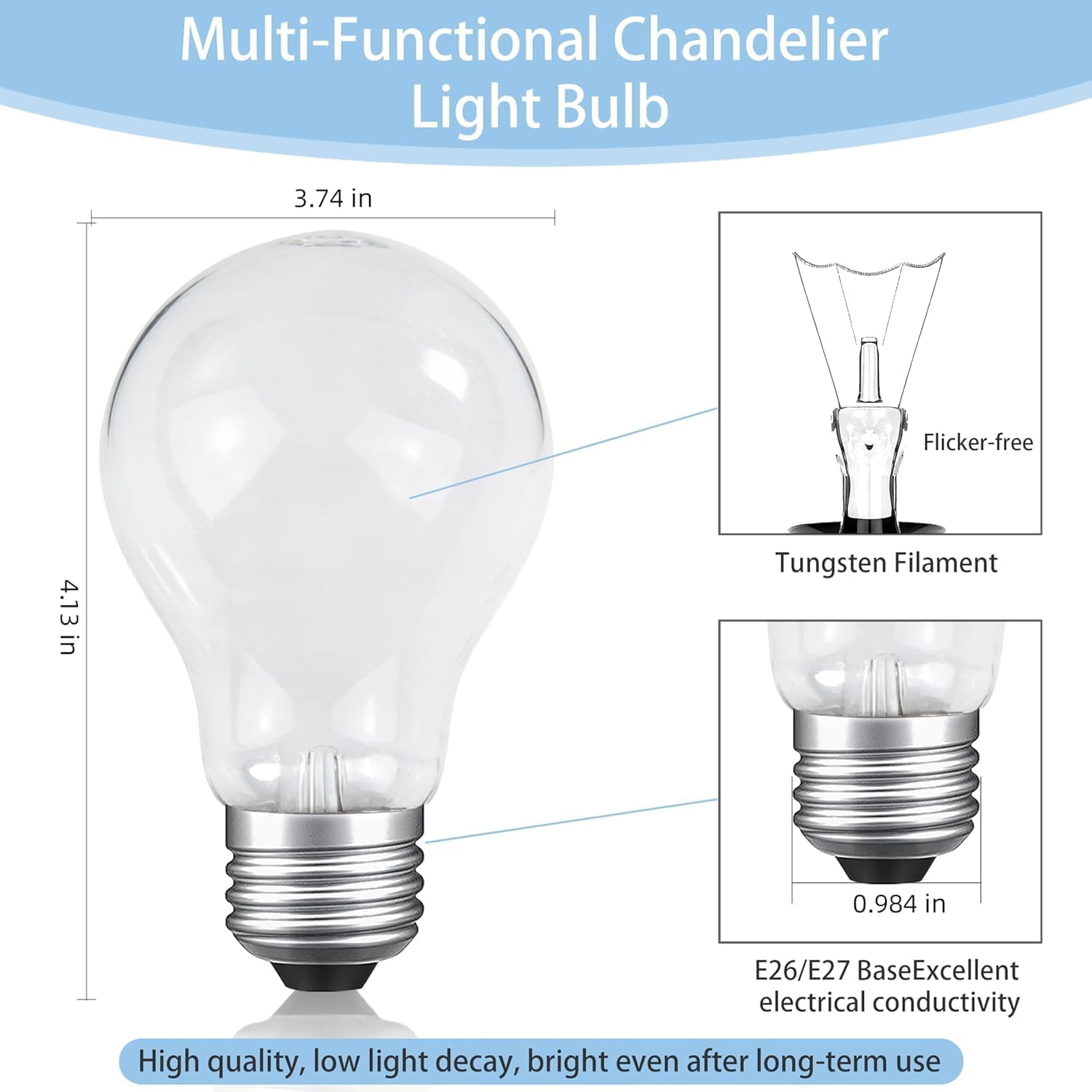 100 Watt Incandescent Light Bulbs, A19 Incandescent Rough Service Light Bulb,100 WATT Incandescent Bulb Shatter Resistant Rough Service Light Bulb 100 WATTS A19 Shape (2PACK)