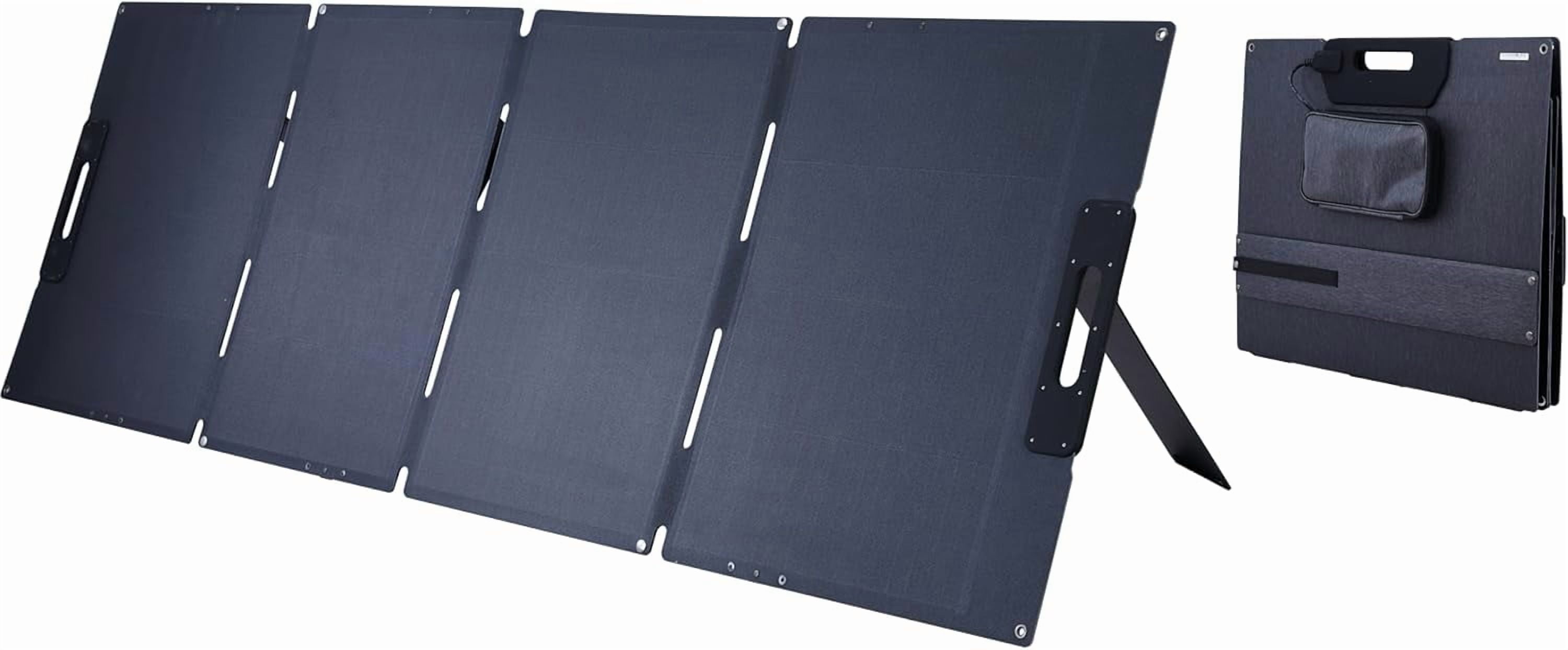 100 Watt Portable Solar Panel for Power Station, Foldable Solar Panel Solar Charger IP65 Waterproof, 100W Solar Panel Power Backup w/3 Kickstands Cable for Camping RV Blackout Off Grid Outdoor