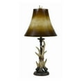thumbnail image 1 of Benjara BM223611 100 Watt Table Lamp with Buckhorn Design Body and Bell Shade, Brown, 1 of 5