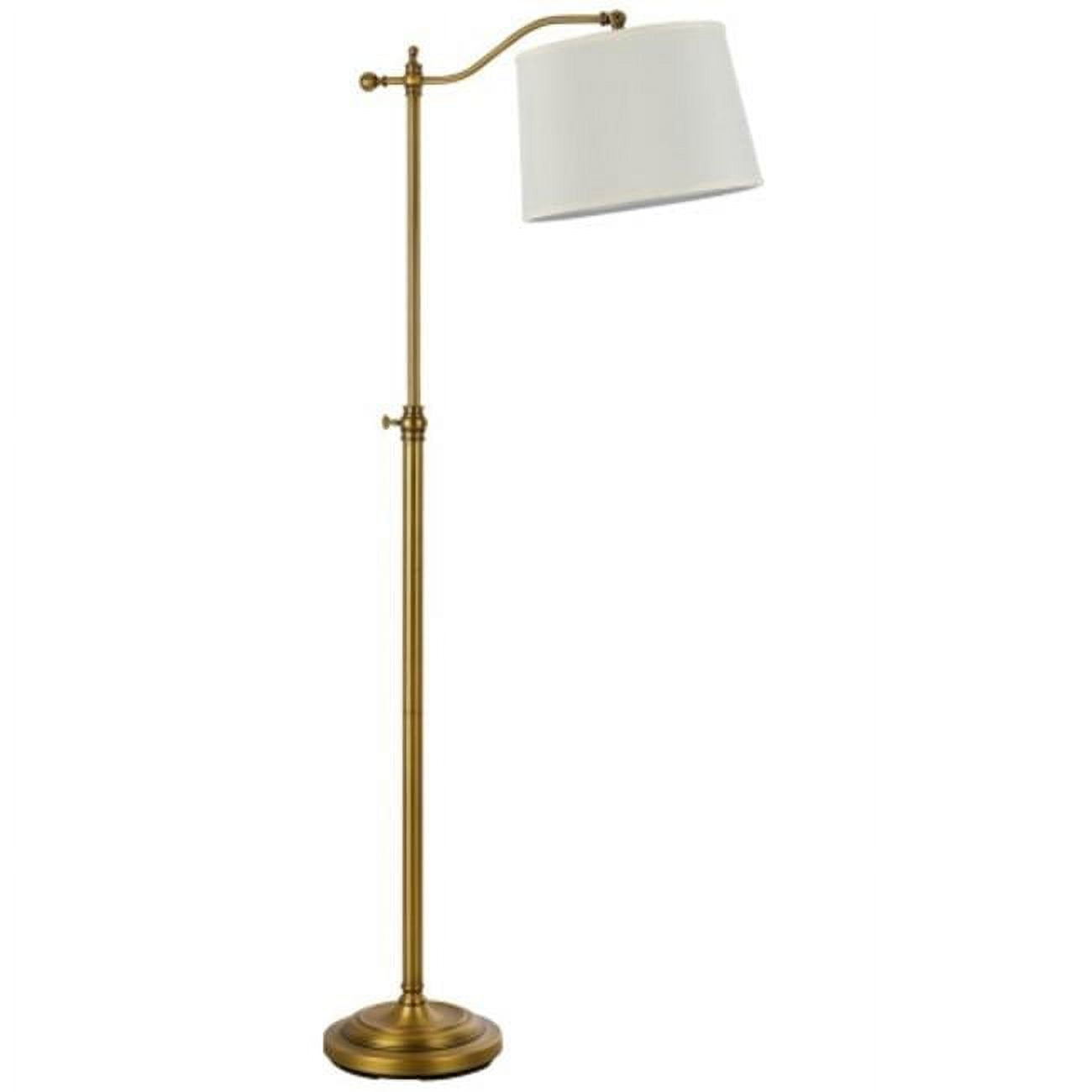 Hampton Bay 58-inch Brass Floor Lamp in Bronze with Linen Shade