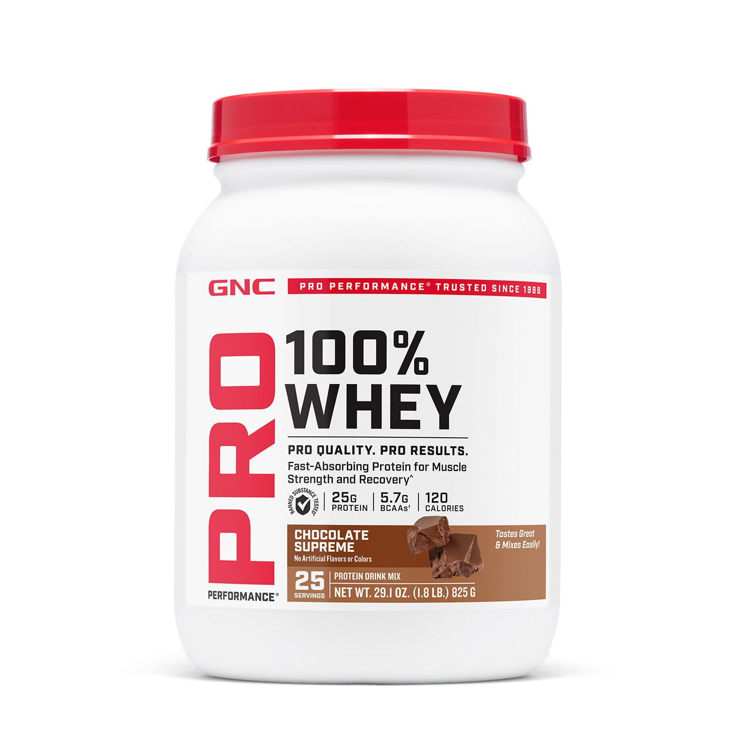 GNC Pro Performance 100% Whey Protein Powder, Chocolate, 25g Protein, 25 Servings