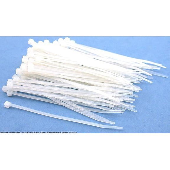 100 White Nylon Cable Zip Ties Self Locking 2.5mm x 4"