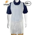 thumbnail image 1 of 100 White Plastic Disposable Aprons For Cooking, Painting and More - Individually Packaged - Durable 1 mil Waterproof Polyethylene - 24" x 48" - by Xpose Safety, 1 of 4