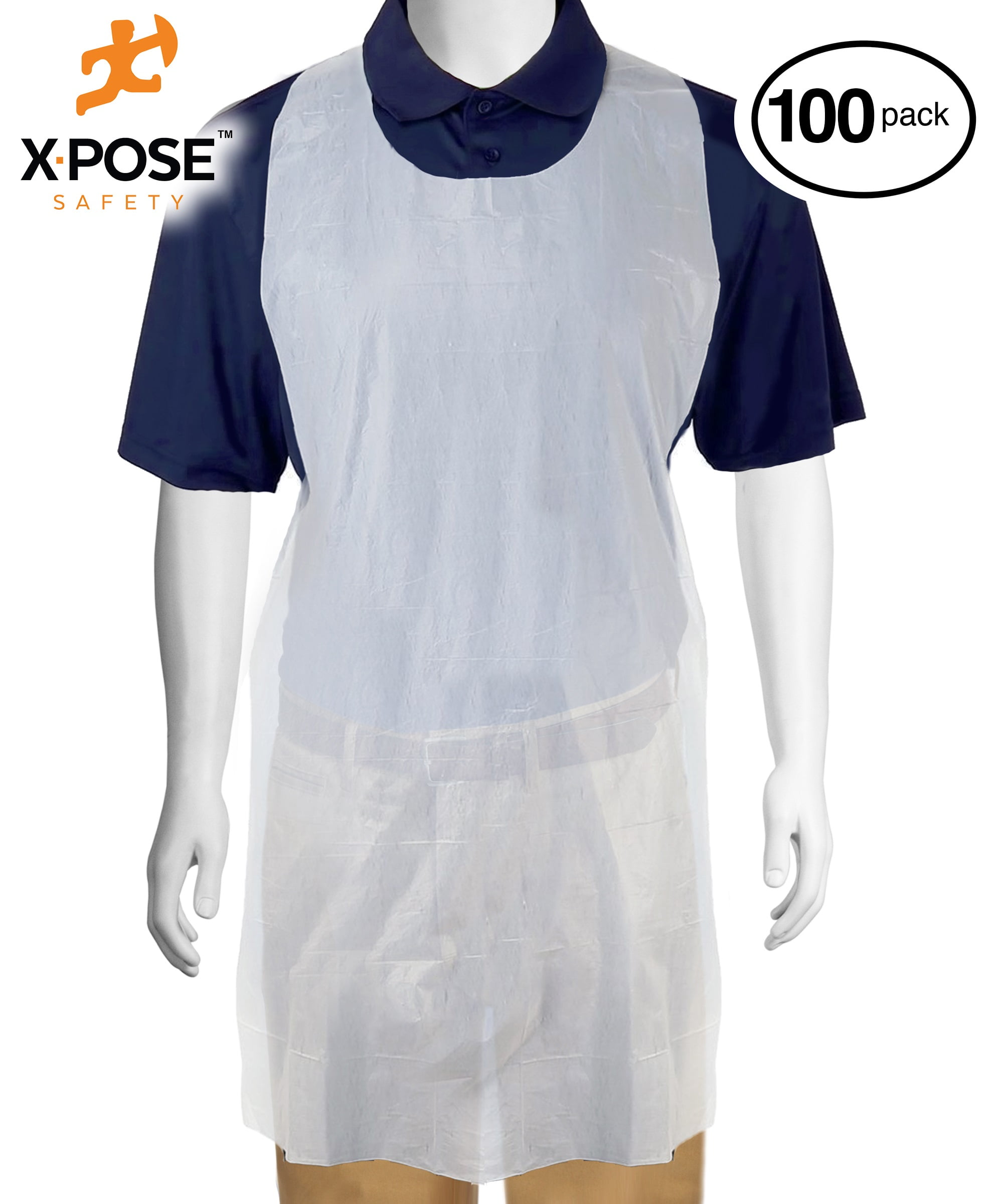 Premier Plus Coated Polypropylene Disposable Aprons, 28 inch x 36 inch, 100/Case, Size: 28 x 36, White