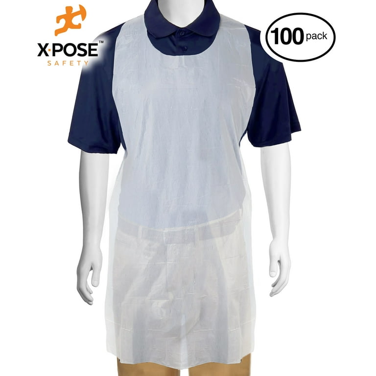The Safety Zone MDP-46-2 Poly Disposable Aprons 1.5 mil White 46” x