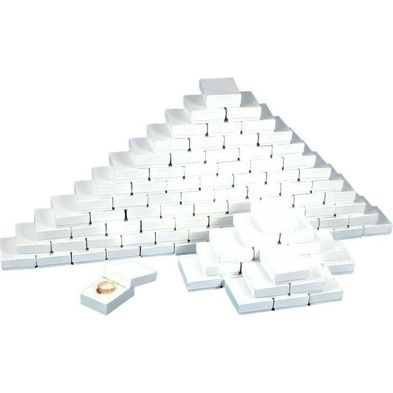 100 White Swirl Cotton Charm Jewelry Boxes Gift Display 2 3/16" x 1 3/4" x 3/4"