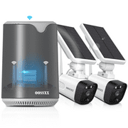 {100% Wire-Free Wireless Solar Cameras} 2-Way Audio PIR Detection Dual Antennas Outdoor Wireless Surveillance Camera System 1600P WiFi Battery Surveillance Video by OOSSXX