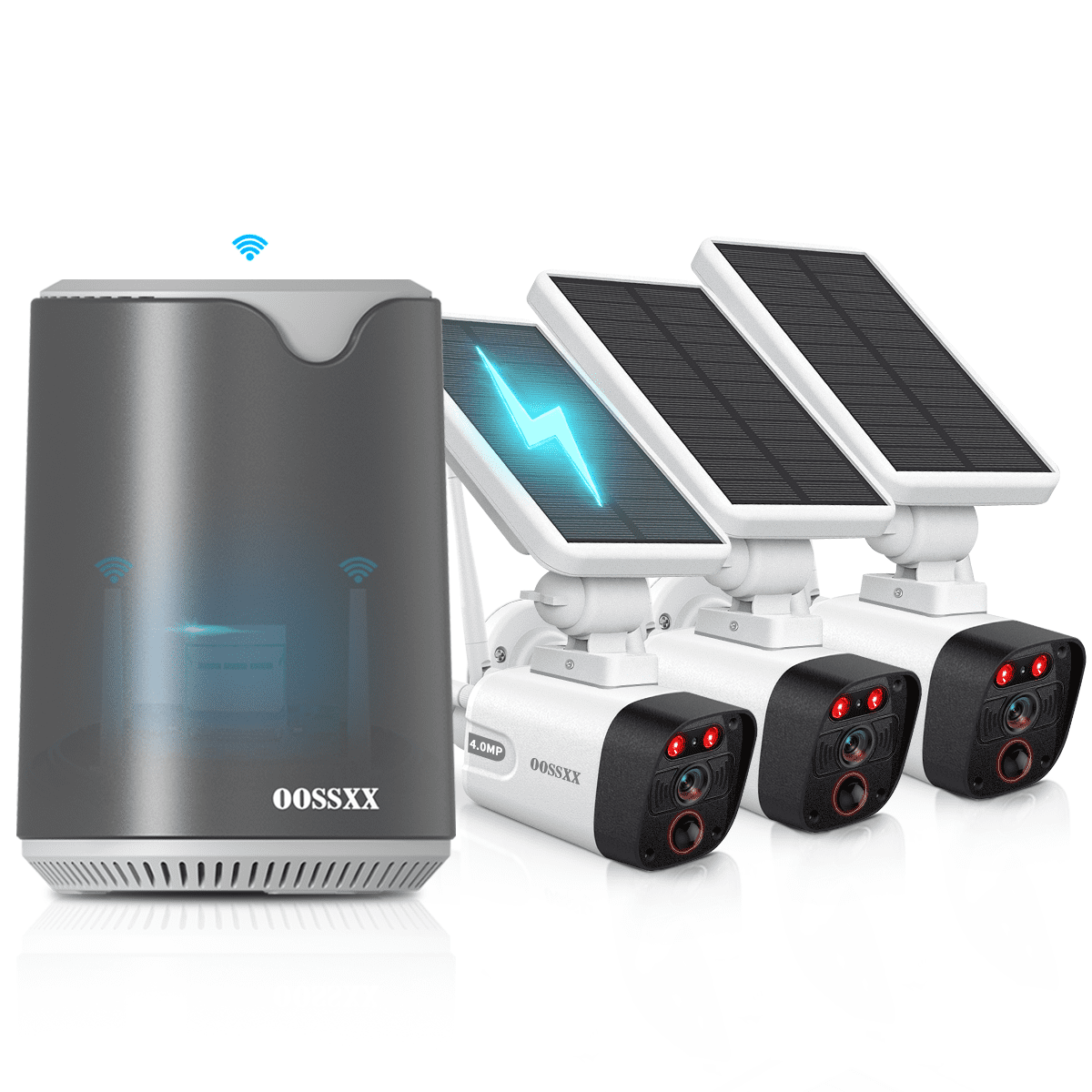 {100% Wire-Free Wireless Solar Cameras} 2-Way Audio PIR Detection Dual ...