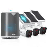 {100% Wire-Free Wireless Solar Cameras} 2-Way Audio PIR Detection Dual Antennas Outdoor Wireless Surveillance Camera System 1600P WiFi Battery Surveillance Video by OOSSXX