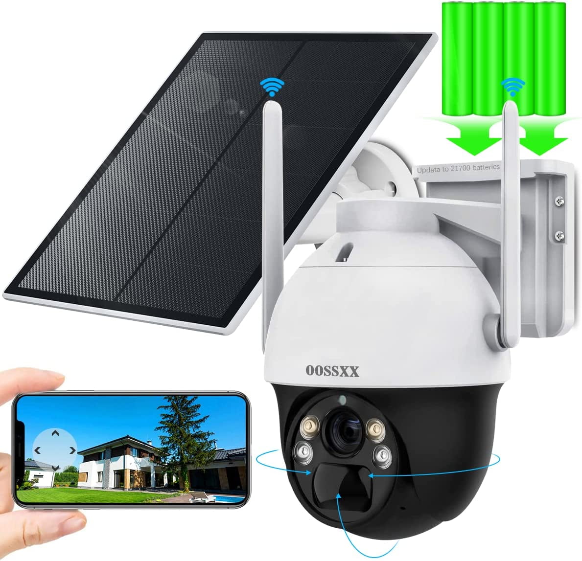 BOIFUN Solar Security Camera Outdoor, 2K Wireless WiFi 360Â° PTZ  Camera, Solar Powered