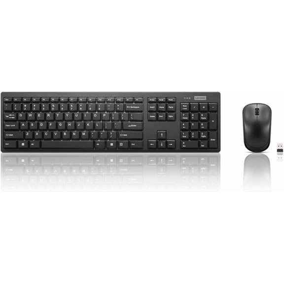 100 Wireless Keyboard and Mouse Combo  Cordless Set with Spill Resistant Quiet Keys  3-Zone Keyboard - Ambidextrous Mouse  Compact Design  Wireless USB -Black
