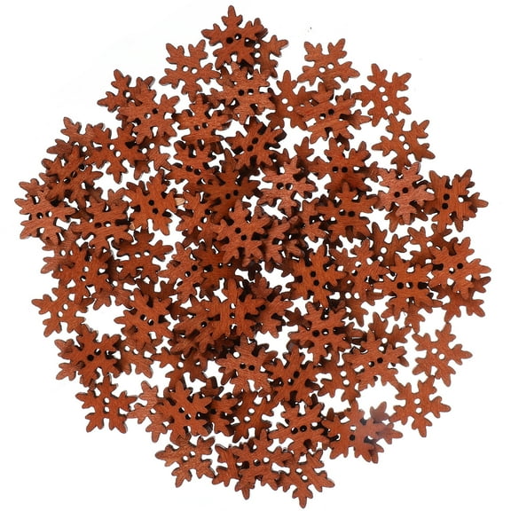 100 Wooden Snowflake Buttons for DIY Craft Supplies