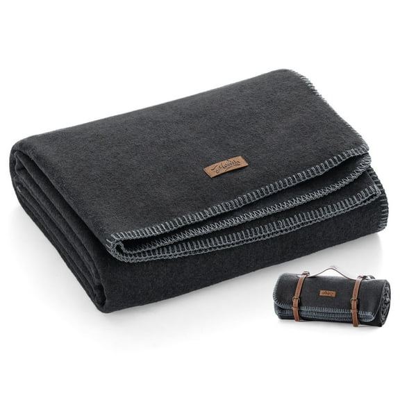 100% Wool Blanket, 62" x 48", Warm, Thick, Washable, Military Wool Blanket, Great for Camping, Outdoors, Sporting Events, Survival Kits