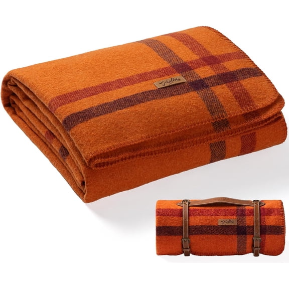 100% Wool Blanket 62 x 86 Inches Warm Thick Washable Large Warm Sunset Frame