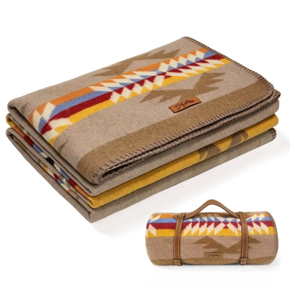100% Wool Blanket, 62" x 86", Warm, Thick, Washable, Military | Great for Camping, Outdoors, Sporting Events, Survival Kits Mountain