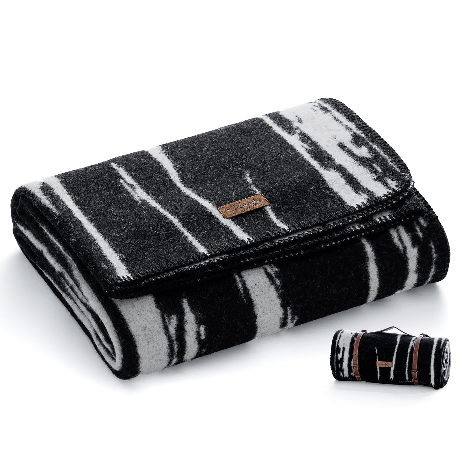 100% Wool Blanket, 62" x 86", Warm, Thick, Washable, Military Wool Blanket, Great for Camping, Outdoors, Sporting Events, Survival Kits