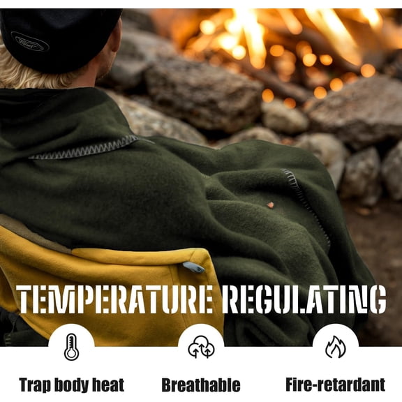 100% Wool Blanket, 62" x 86", Warm, Thick, Washable, Military Wool Blanket, Great for Camping, Outdoors, Sporting Events, Survival Kits