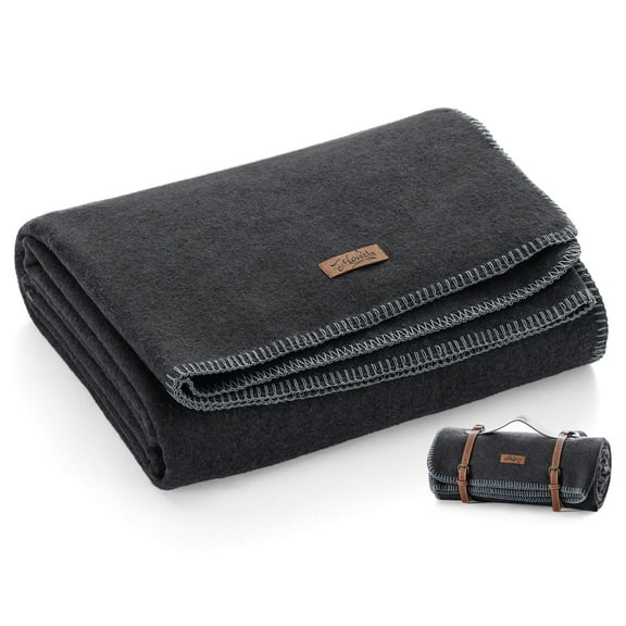 100% Wool Blanket, 62" x 48", Warm, Thick, Washable, Military Wool Blanket, Great for Camping, Outdoors, Sporting Events, Survival Kits