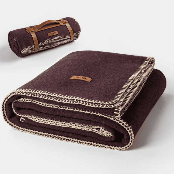 100% Wool Blanket, 62" x 86", Warm, Thick, Washable, Military Wool Blanket, Great for Camping, Outdoors, Sporting Events, Survival Kits