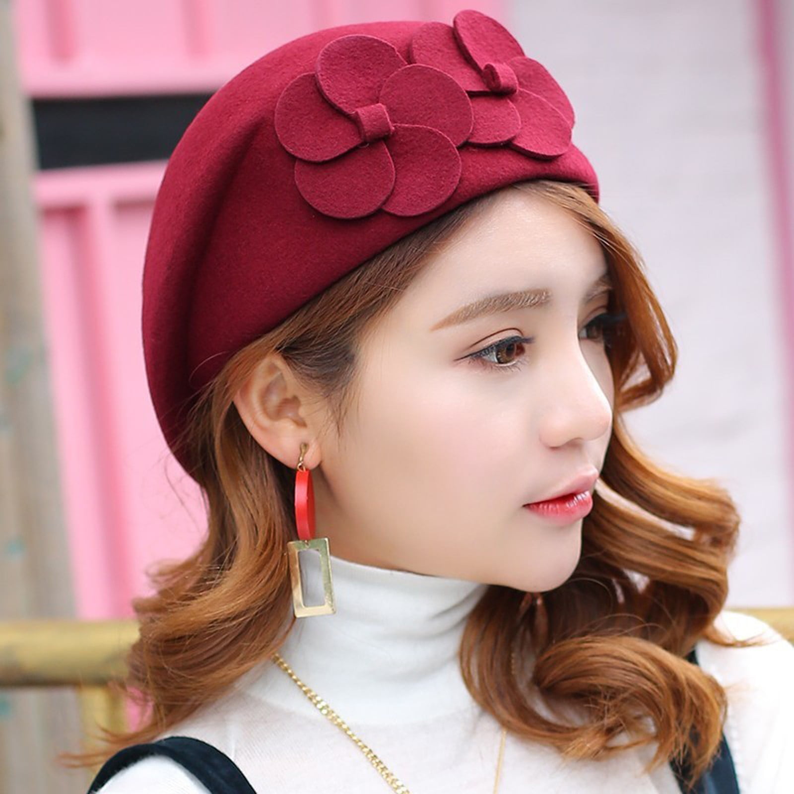 100 Wool Elegant Women Beret Beanie Warm Pillbox Hat Tam Cap