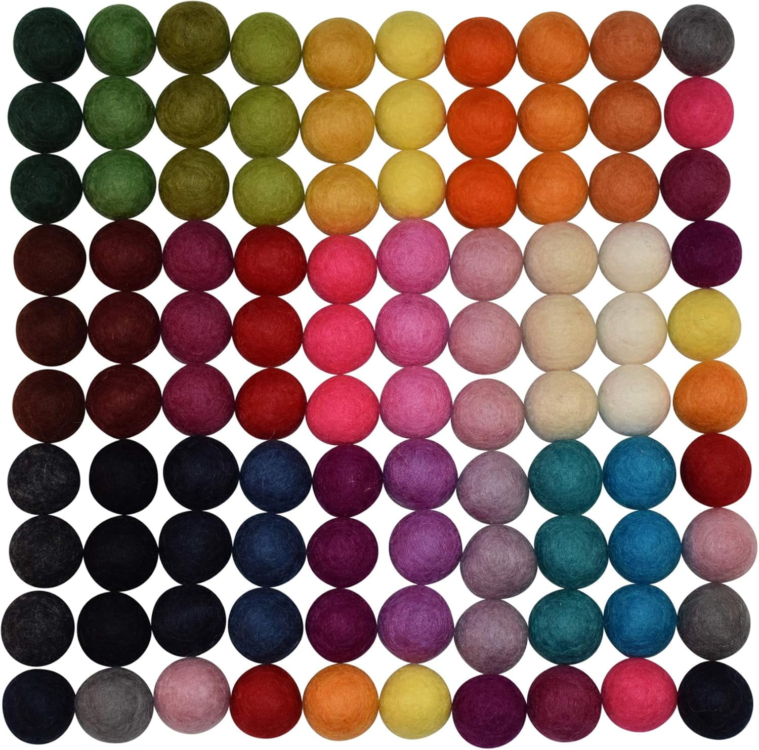 100% Wool Felt Balls - 100 Pieces | Hand-Felted Pom Poms | Pure Wool Beads | Felt Ball DIY (20mm, Mixed Color)