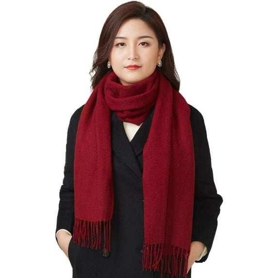 100% Wool Scarf - Men and Women Winter Warm Soft Luxurious Solid Colors Gift Box 72x12inch