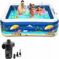 thumbnail image 1 of 100" X 71" X 22" Inflatable Swimming Pool for Family, Electric Pump Included, Lounge Pool for Baby Toddlers Kids Adults, Outdoor Backyard, 1 of 8