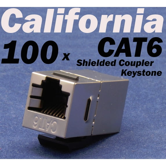 100 X pcs Lot CAT6 Shielded Inline RJ45 Keystone Wall Coupler Jack Adapter 8P8C