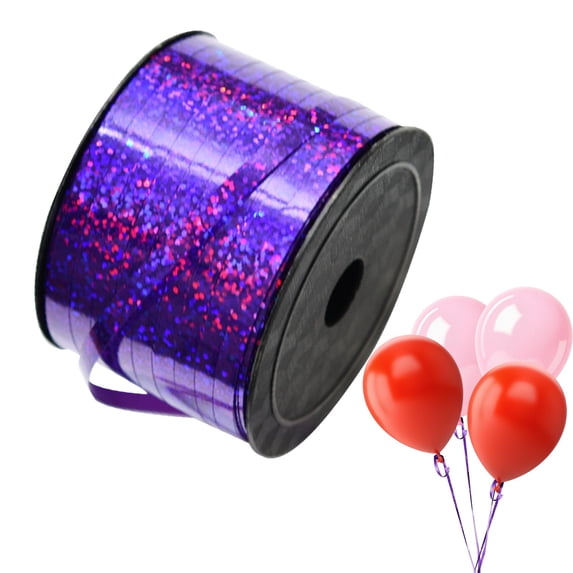100 Yard Purple Metallic Laser Curling Ribbon, Balloon String, Shiny Curly Ribbon for Balloons, Gift Wrapping, DIY Crafts & Flower Bouquet, Birthday Party Decor