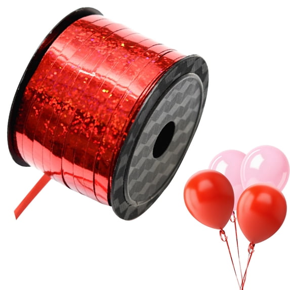 100 Yard Red Laser Metallic Curling Ribbon, Shiny Balloon String, Multipurpose Curly Ribbon for Gift Wrapping, Crafts, Flower Bouquet, Birthday Party