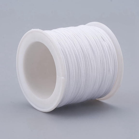 100 Yards 0.8mm Nylon Beading Cord White Chinese Knotting Cord Rattail Macrame Cord String Beading Thread for Jewelry Making Friendship Bracelets Crafts Supplies White