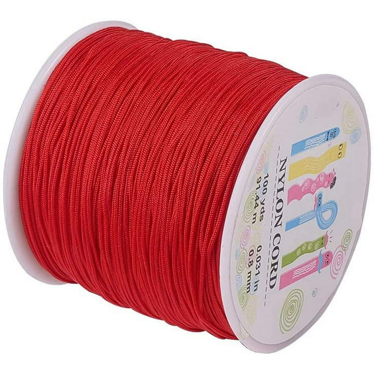 100 Yards 0.8mm Nylon Beading String, Chinese Knotting Cord Nylon Kumihimo  Macrame Thread Braided Lift Shade Cord for Blind Mini Blind Cord  Replacement String for Windows (Red) 