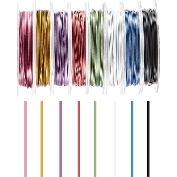 100 Yards 10 Colors Tiger Tail Wire 0.45mm Jewelry Beading Wire Craft Metal Wire with Spool for Jewelry Making Supplies and Craft
