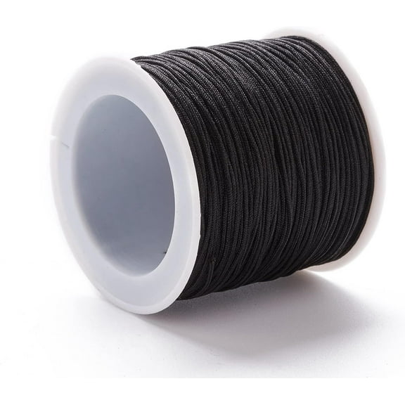 100 Yards 1mm Nylon Beading Cord Black Chinese Knotting Cord Rattail Kumihimo Macrame Cord String Beading Thread for Jewelry Making Friendship Bracelets Crafts Supplies Black