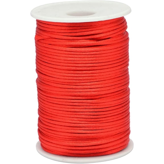 100 Yards 2MM Red String Smooth Soft Round Satin Trim Cord Bulk Silk Nylon Rattail Soild Kumihimo Thread Rolls with Spool