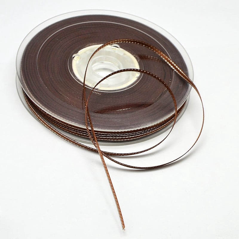Sewing Edge Ribbon 100 Yards 3/8 Inch Brown Grosgrain Ribbon Double Edge Silver Thread ...
