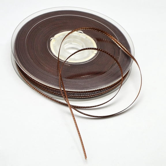 100 Yards 3/8 Inch Brown Grosgrain Ribbon Double Edge Silver Thread Border Ribbon Metallic Polyester Ribbons Bulk with Spool for Sewing Making Crafts