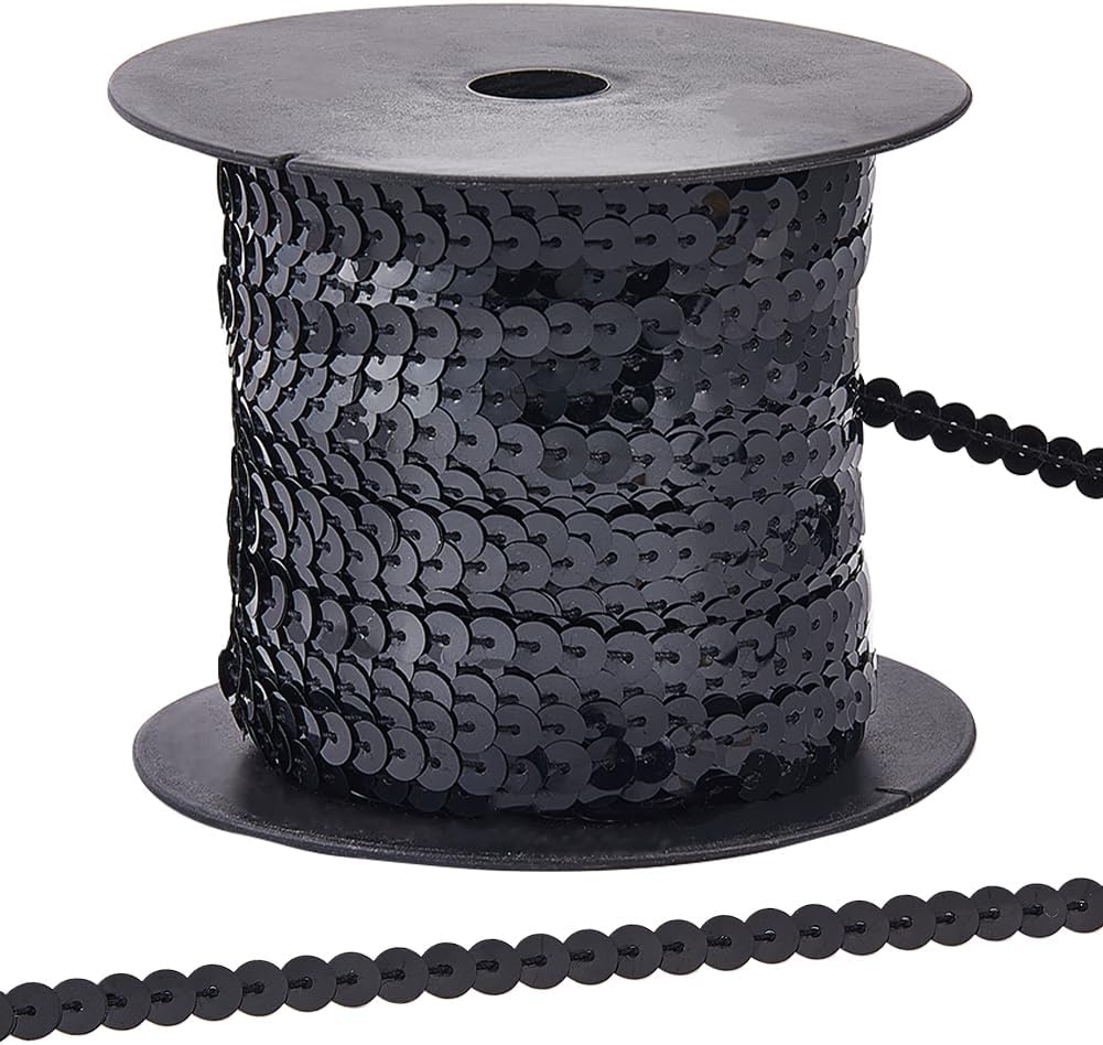 100 Yards 6MM Black Sequin Trim Flat Sequins Beaded Ribbon Trim Spangle ...