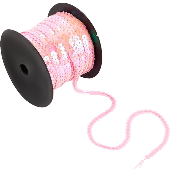 100 Yards 6mm Flat Sequin Strips Pink Sequin Ribbon Trim Paillette String Metallic Sequins String Holographic Shiny Sequins Roll diy