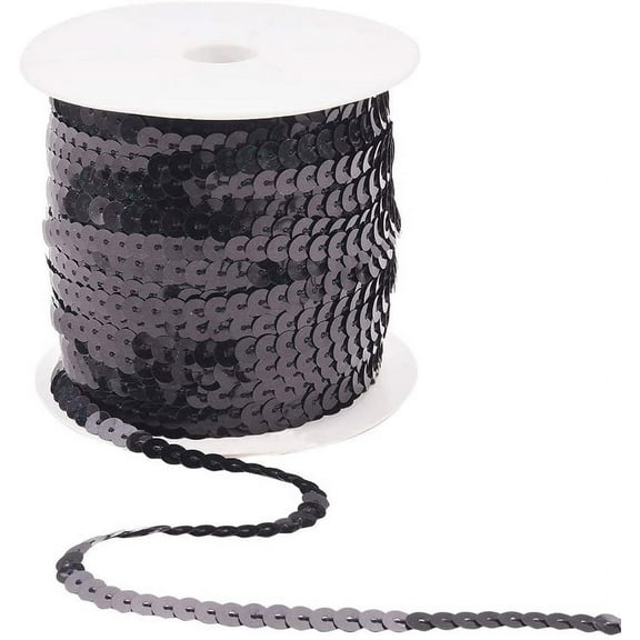 100 Yards Flat Spangle Paillette Sequin Trim 6mm Wide Flat Sequin Strip Spool String Sewing Paillette String Plastic
