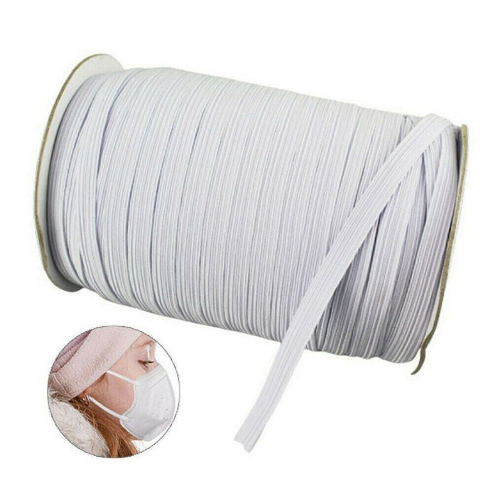 3 Pack 70 Yards Length 1/4 inch Width Briaded Elastic Band White Elastic String Cord Heavy Stretch High Elasticity Knit Elastic Band for Sewing Craft