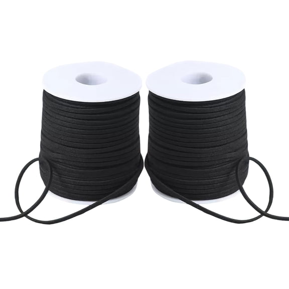100 Yards Multicolored Flat Leather String Cord, Suede Ribbon for Jewelry Making, Boots, Faux Leather Strips for Bracelets, Necklaces(Black)