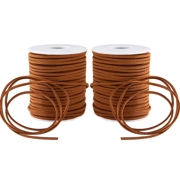 100 Yards Multicolored Flat Leather String Cord, Suede Ribbon for Jewelry Making, Boots, Faux Leather Strips for Bracelets,Necklaces(Brown)