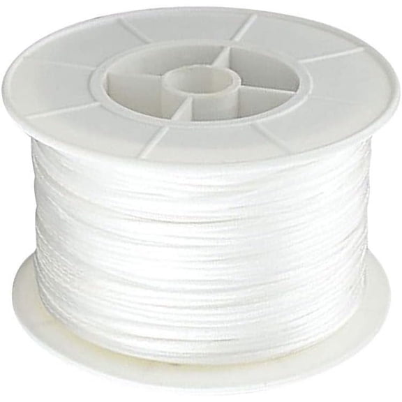 100 Yards Nylon Craft Thread Cord 1mm Satin Trim Cord Chinese Knotting Beading Cord for DIY Jewellery Making Macrame Kumihimo Shamballa Friendship Bracelets - White