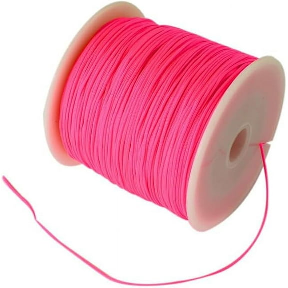100 Yards Nylon Thread String 0.8mm Nylon Beading Cord Chinese Knotting Cord with Plastic Spool for DIY Craft Jewelry Making(Deep Pink)