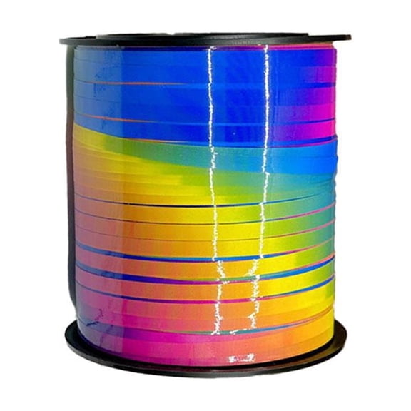 100 Yards Rainbow Color Ribbon with Spool, 0.5cm Width Curling Crimped Shiny Ribbon for Balloon String, Parties, Crafts, Gift Wrapping & Decoration