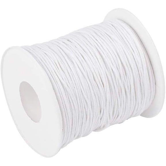 100 Yards Round Waxed Cotton Cord 1mm Macrame Craft DIY Thread Rattail Beading String for Jewelry Making Chinese Knotting Kumihimo Shamballa Friendship Bracelets - White