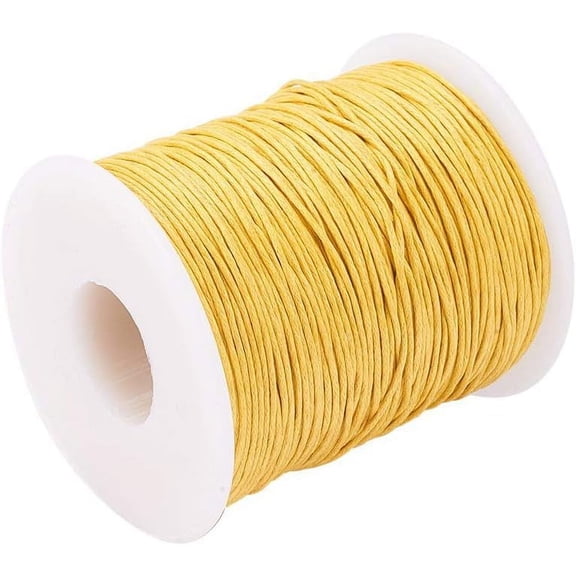 About 100 Yards Round Waxed Cotton Cord 1mm Macrame Craft DIY Thread Rattail Beading String for Jewelry Making Chinese Knotting Kumihimo Shamballa Friendship Bracelets - Gold for diy